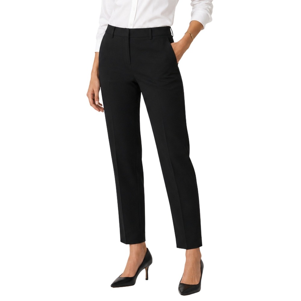 Moncler Pants Womens 44 Medium Black Wool Blend Tailored Slim Straight Trousers